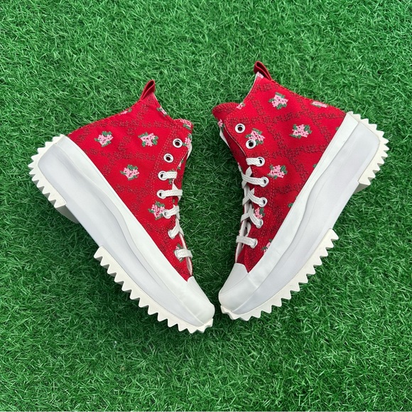 Converse Run Star Hike Hi Days Ahead / Vintage White Cross Stitch Roses - Picture 7 of 13